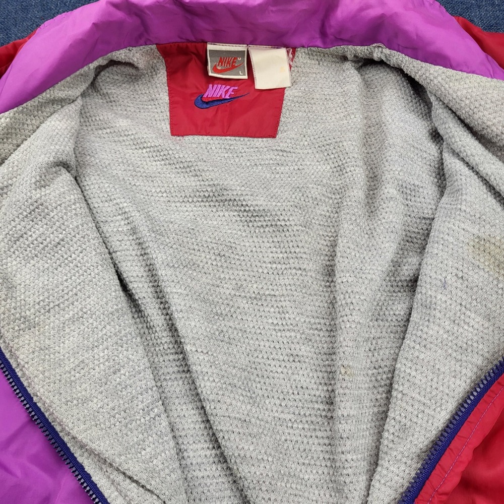 Vintage Nike 90s Colorblock Windbreaker Jacket Red Purple Blue Grey Label Large - Picture 8 of 11